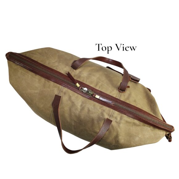 Madewell Transporter Khaki Green Canvas Brown leather Accent Duffle Weekender - Picture 5 of 9